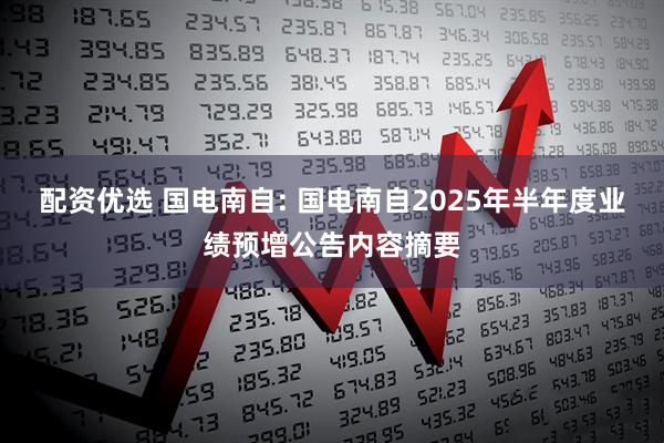 配资优选 国电南自: 国电南自2025年半年度业绩预增公告内容摘要